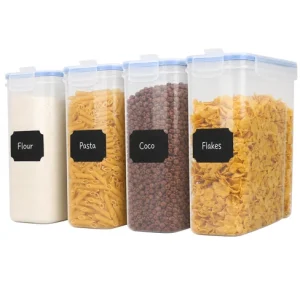 Cereal Storage Containers Dispenser Food 4L Kitchen Pantry Easy Pour - Set of 4