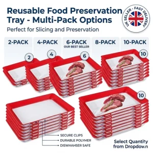 Stretch Food Storage Tray Reusable Stackable Vacuum Seal Fresh Keeper Set UK